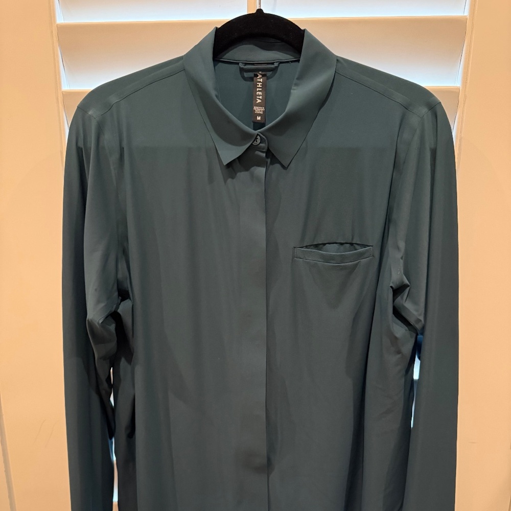 Athleta Urbanite Long Sleeve Blouse - Teal - Size Medium